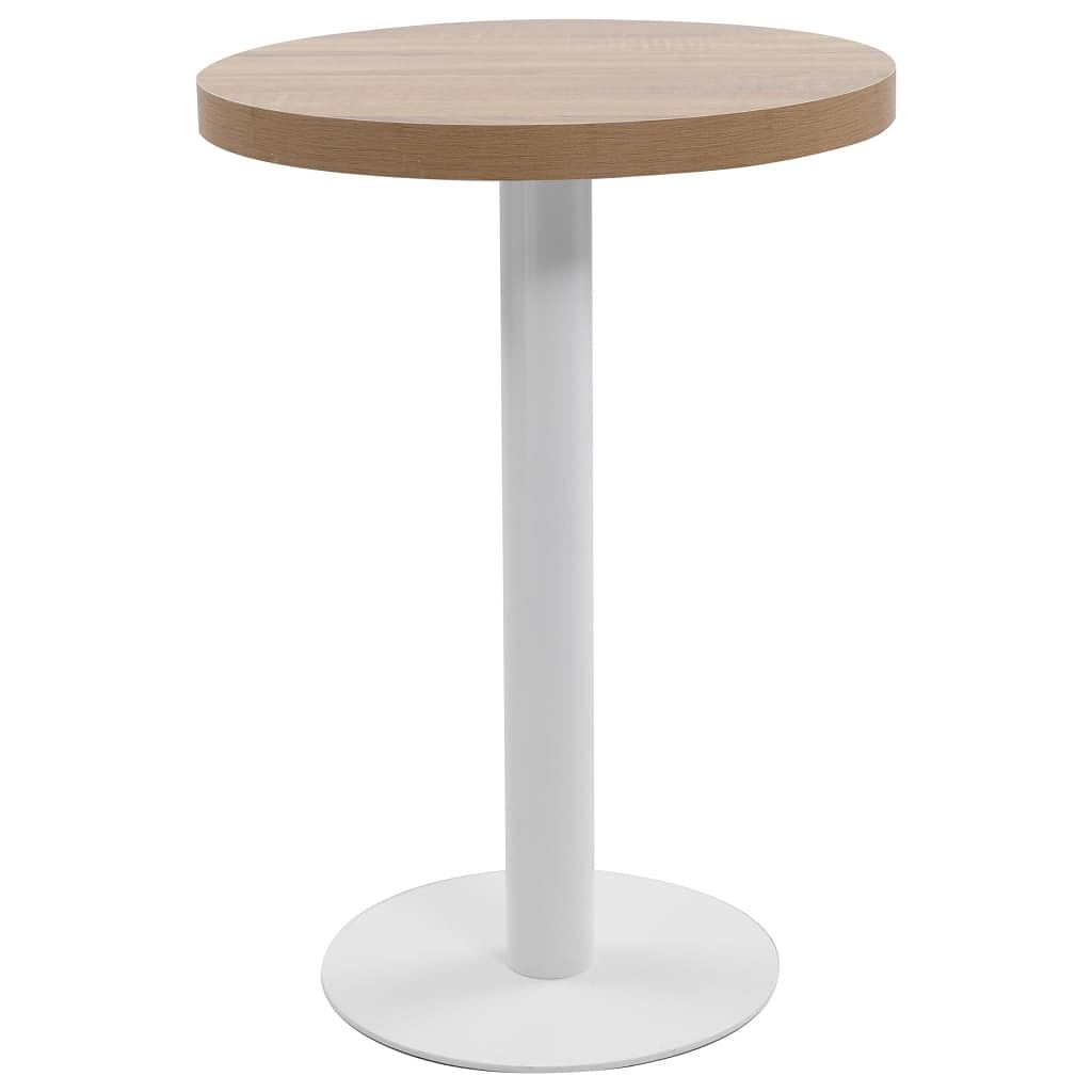 Bistro table light brown and white mdf, steel compact simplistic