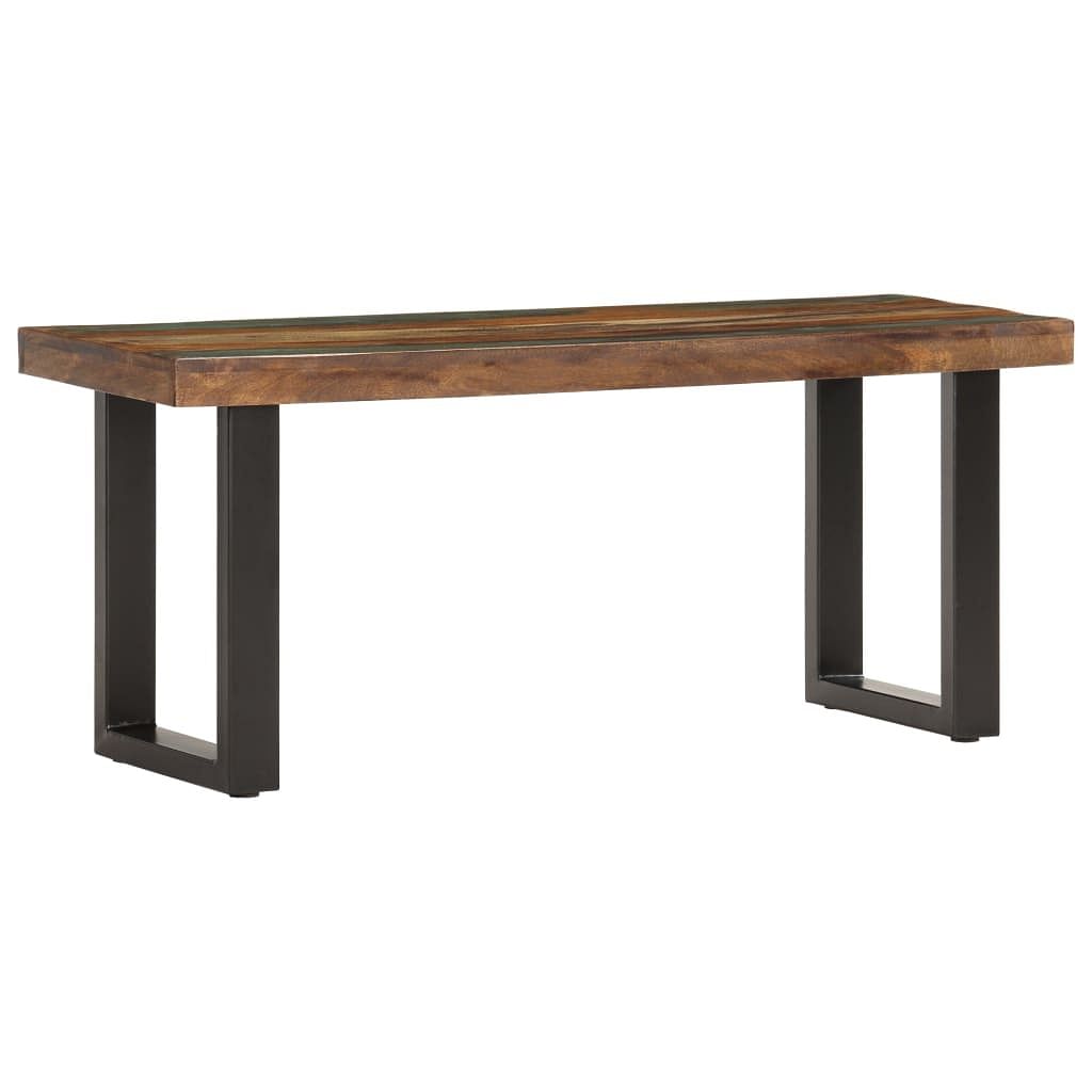 Bench brown and black solid reclaimed wood, powder-coated steel