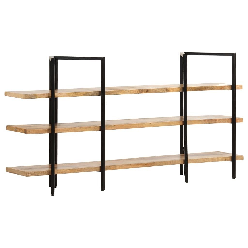 Bookcase brown and black solid mango wood and powder-coated steel