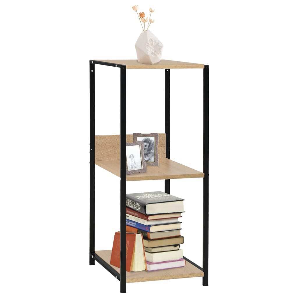 Book shelf black and oak engineered wood small rectangular