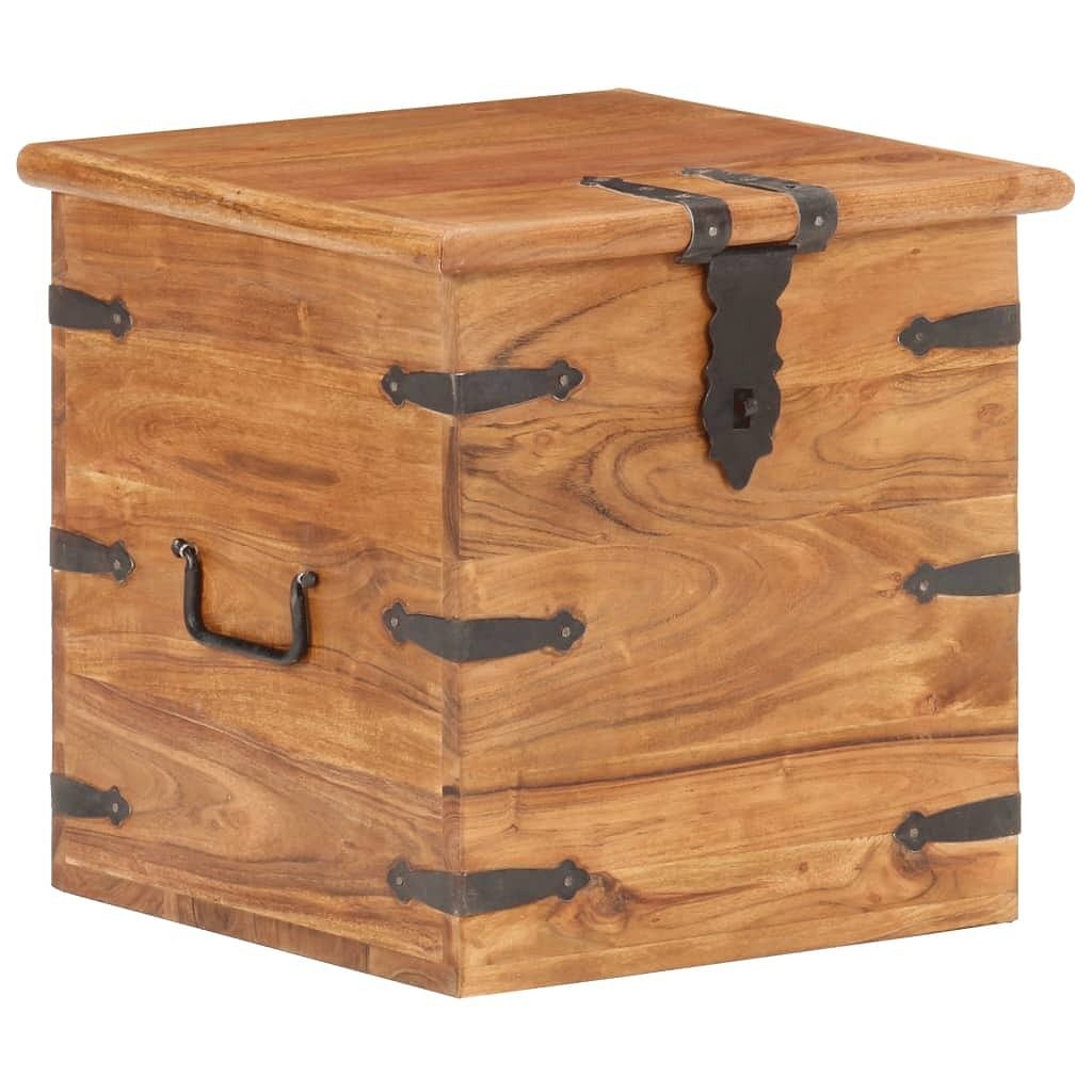 Chest natural acacia solid acacia wood with iron accents medium