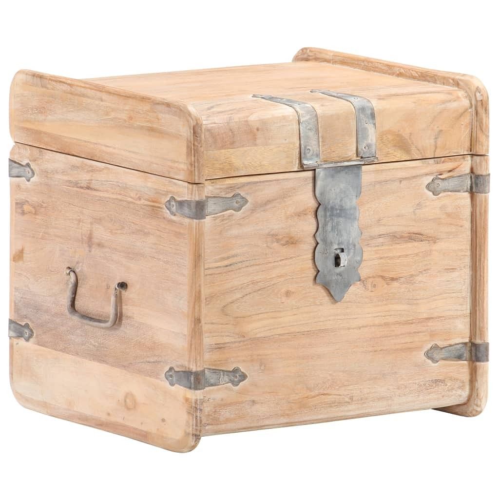 Chest white solid acacia wood 15.7 in x 15.7 in x 15.7 in