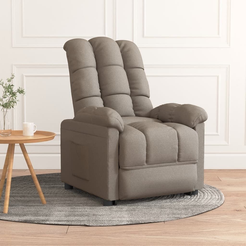 Recliner taupe polyester, plywood, iron, sponge, pp cotton standard