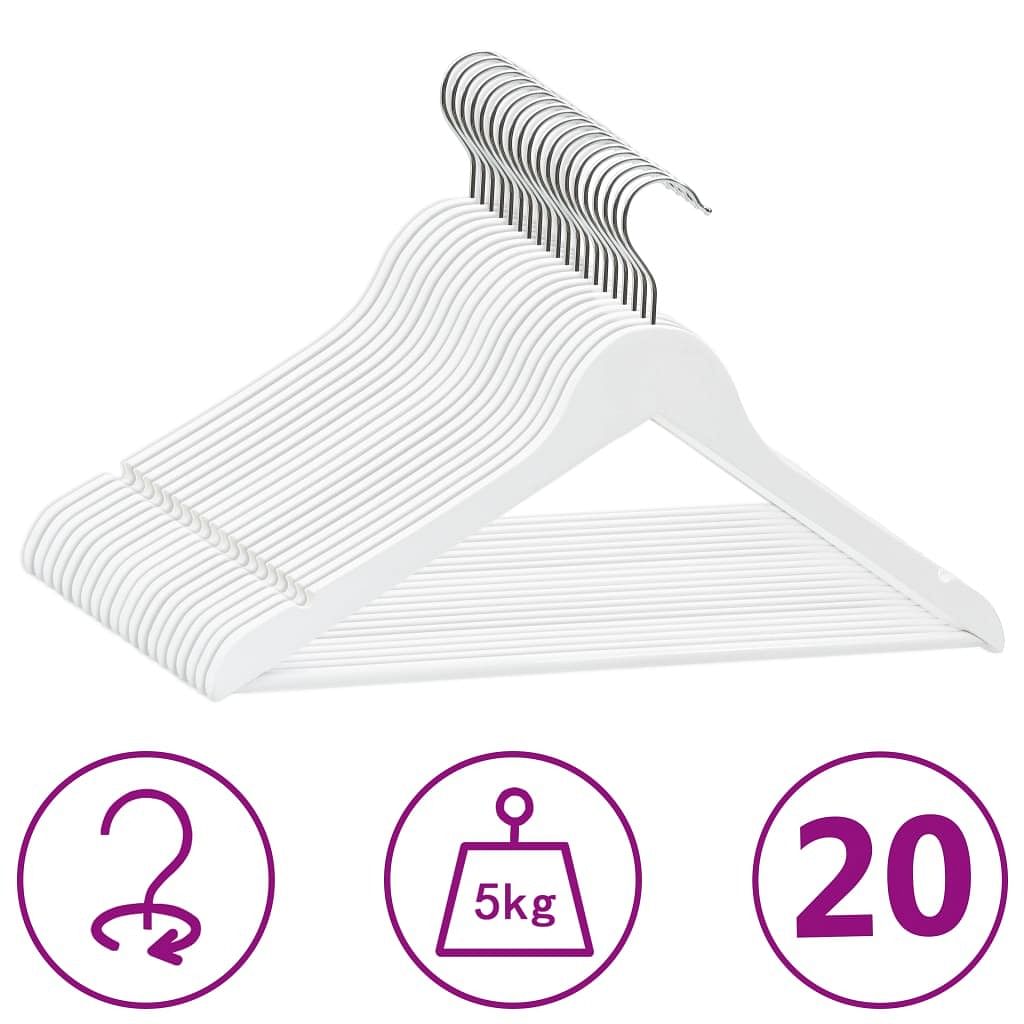 Hanger set of 20 white hardwood, metal standard non-slip