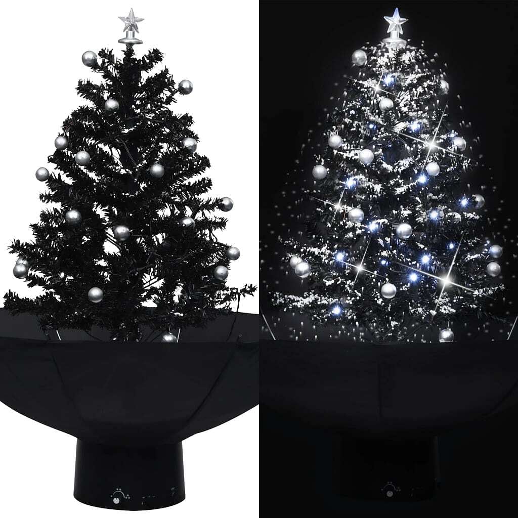 Snowing christmas tree black pvc, polyester, plastic