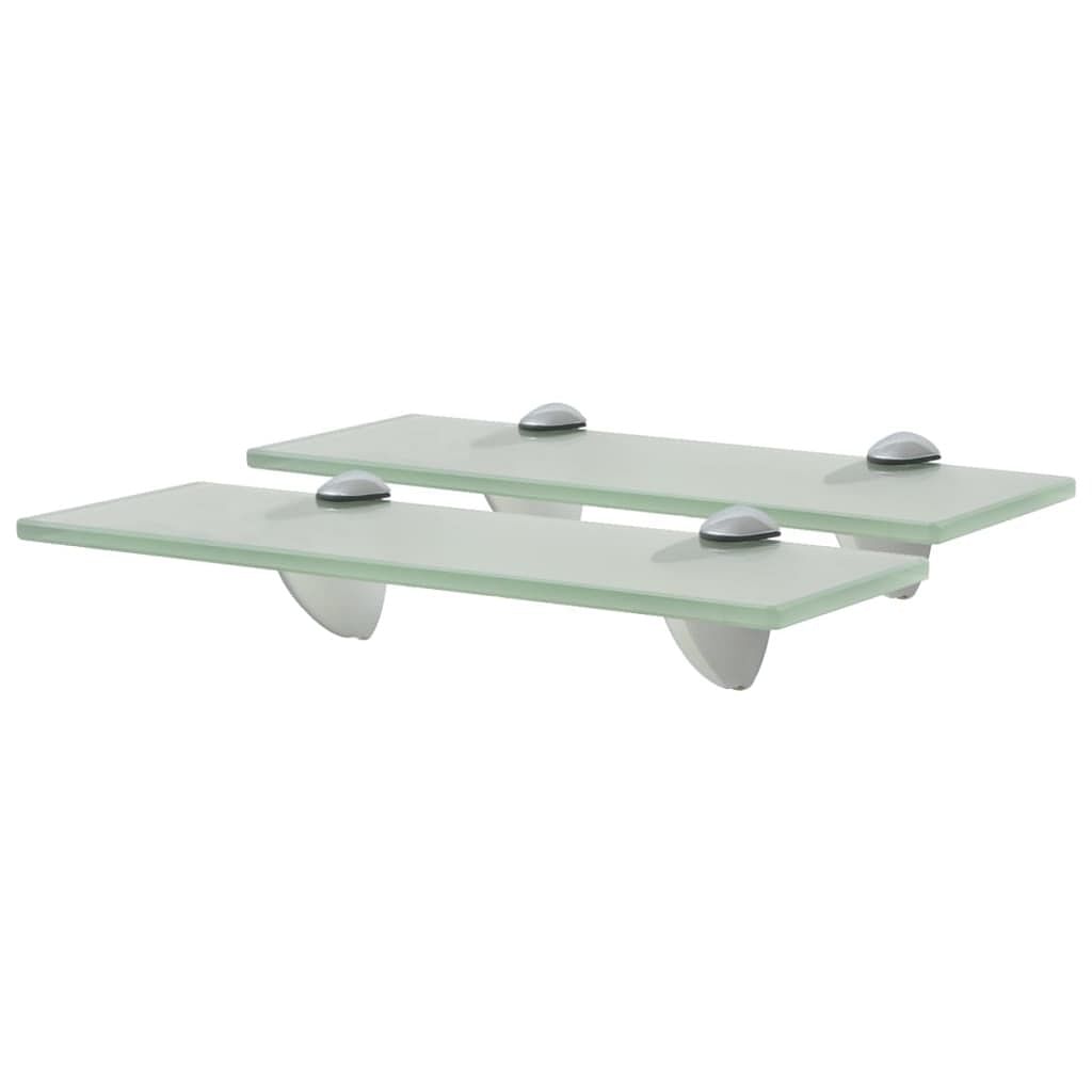 Floating shelf set of 2 frosted tempered safety glass, zinc alloy