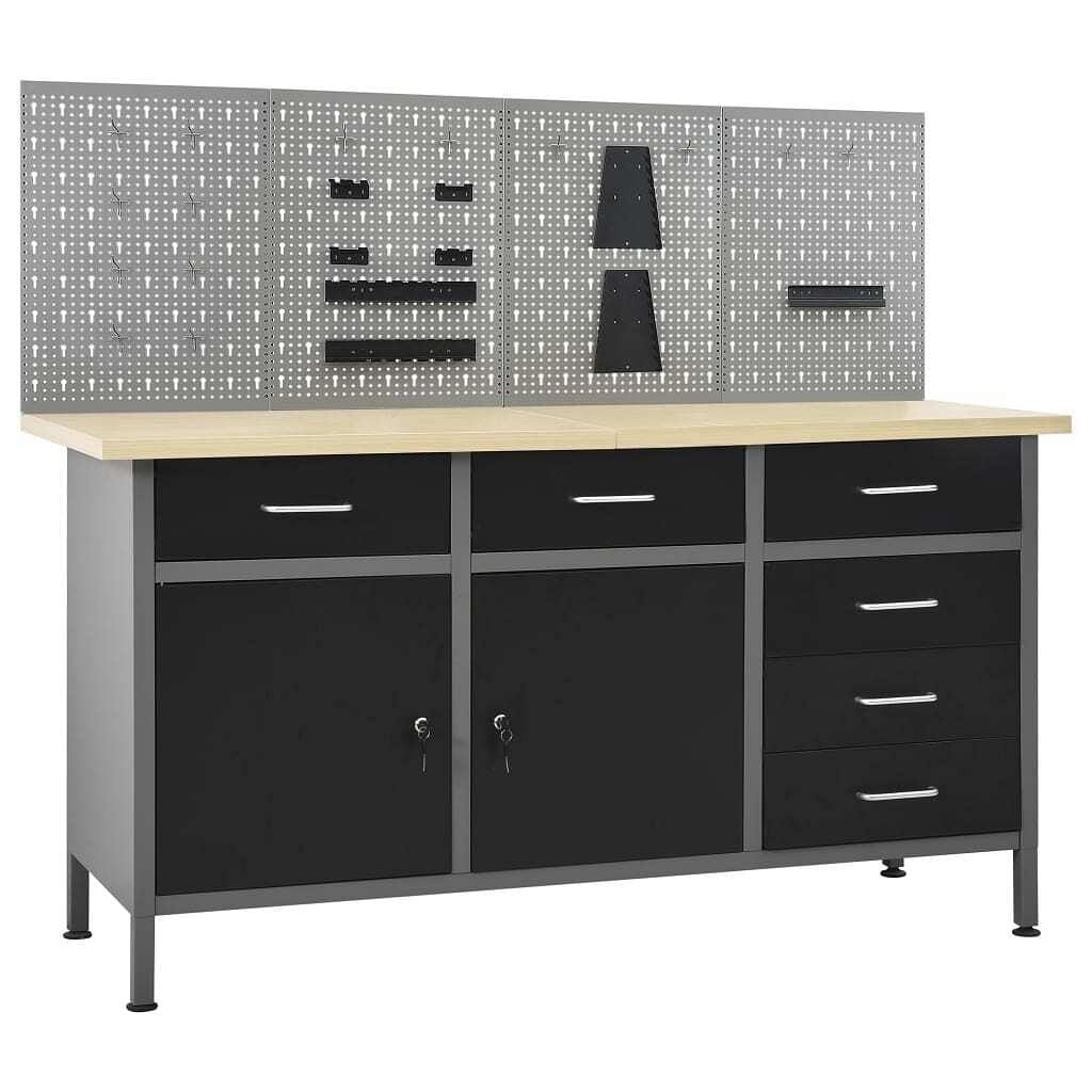 Workbench with four wall panels