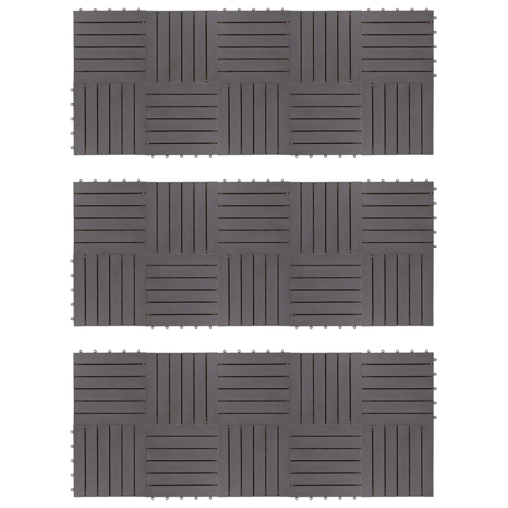 Decking tiles 30 pcs gray wash 11.8"x11.8" solid acacia wood