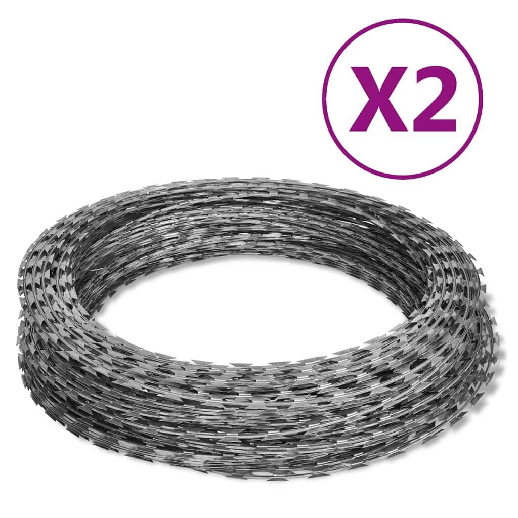Razor wires helical wire rolls 2 pcs galvanized steel 196.9'