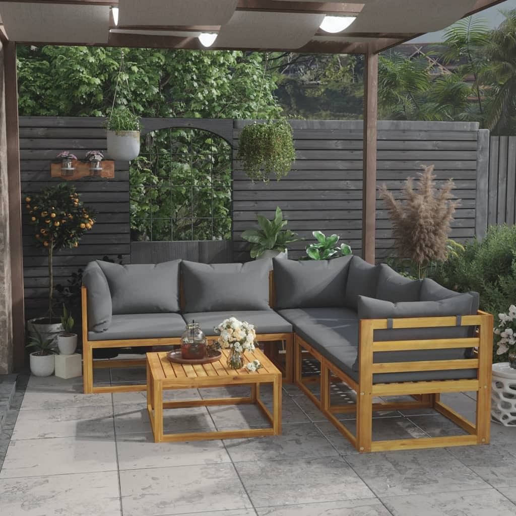 Garden lounge set dark gray, wood