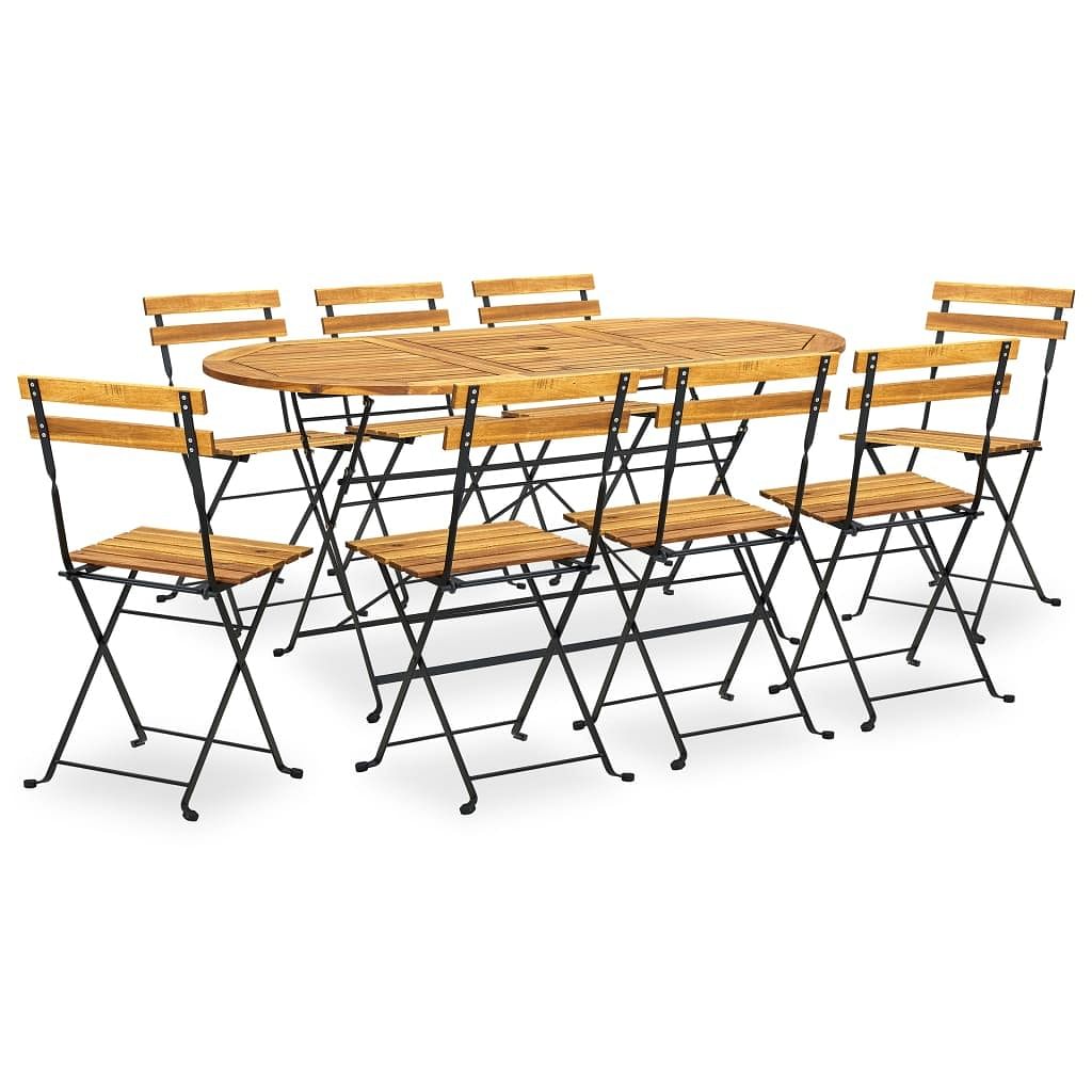 9 piece folding patio dining set solid acacia wood