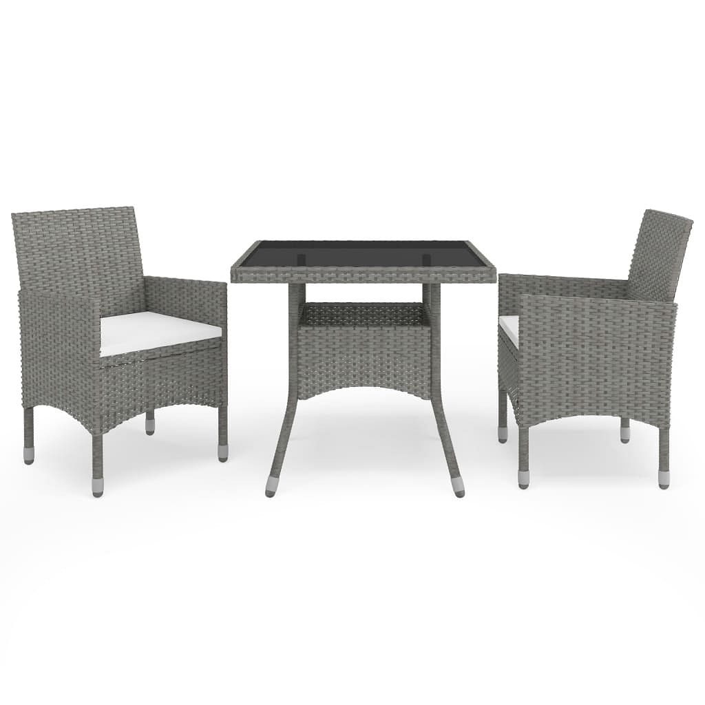 Dining set grey poly rattan small removable covers dining set