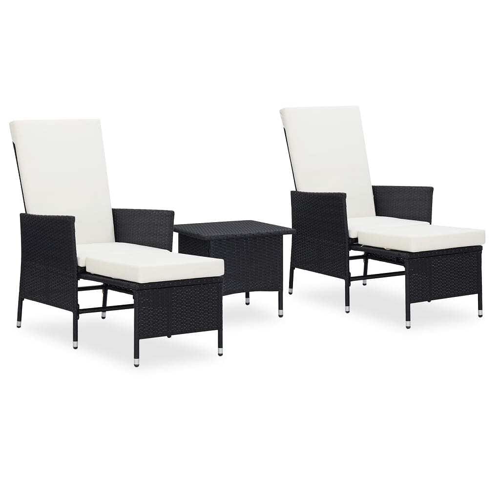 Garden lounge set black pe rattan foldable garden lounge set
