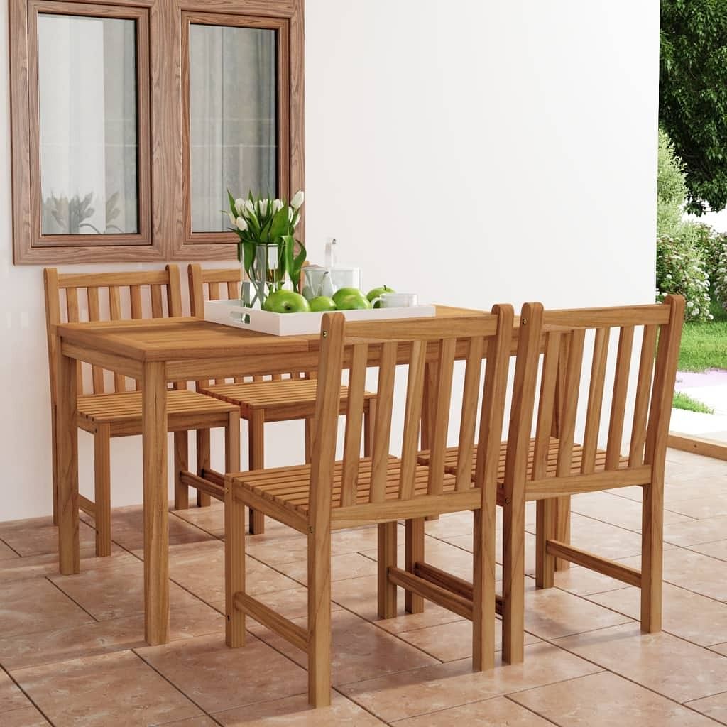 Garden dining set warm wood color fine sanded teak hardwood medium