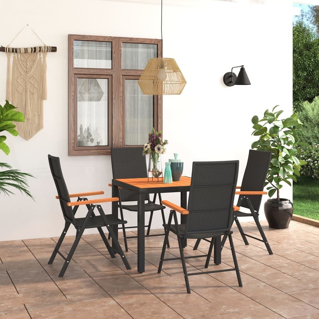 Dining set black and brown pe rattan standard size durable