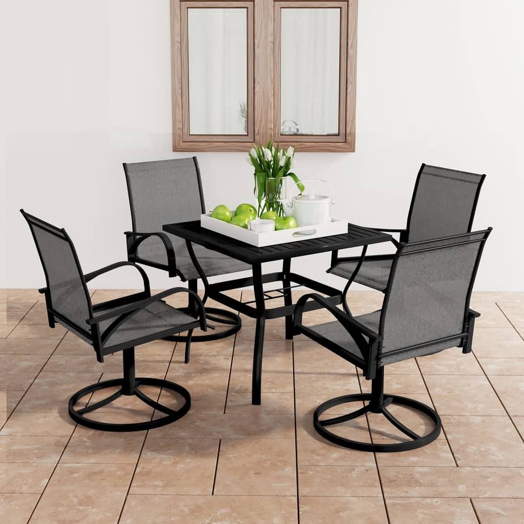 Dining set anthracite grey textilene and powder-coated steel