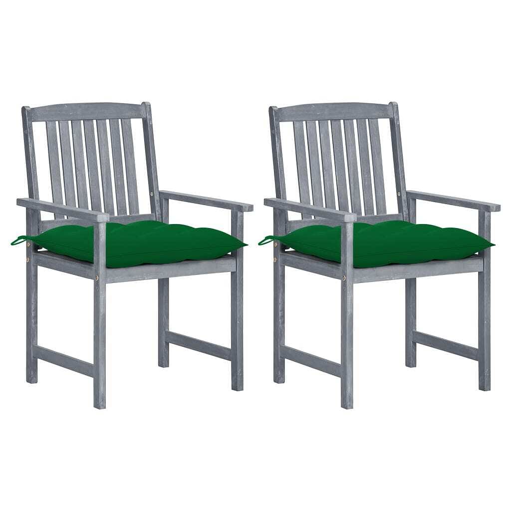 Patio chair set of 2 gray solid acacia wood standard durable