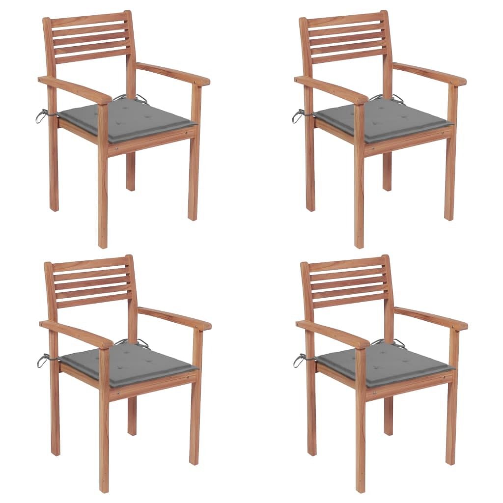 Garden chair set of 4 teak solid teak wood standard stackable