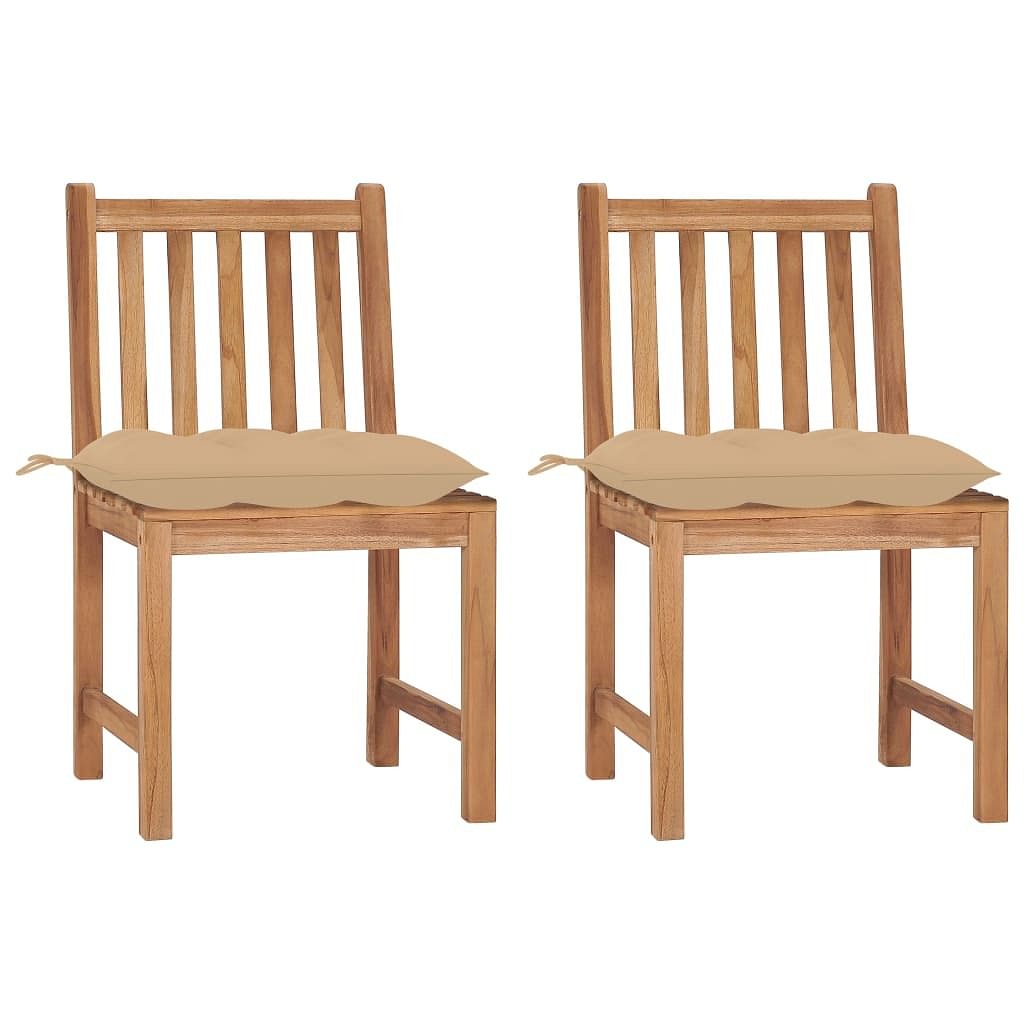 Patio chair set of 2 warm finish solid teak wood standard
