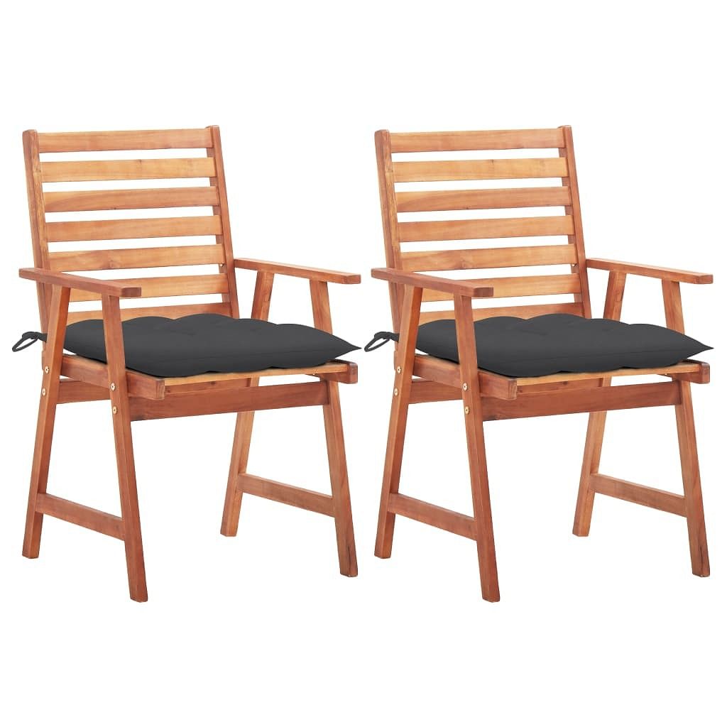 Outdoor chair set of 2 natural wood solid acacia wood medium