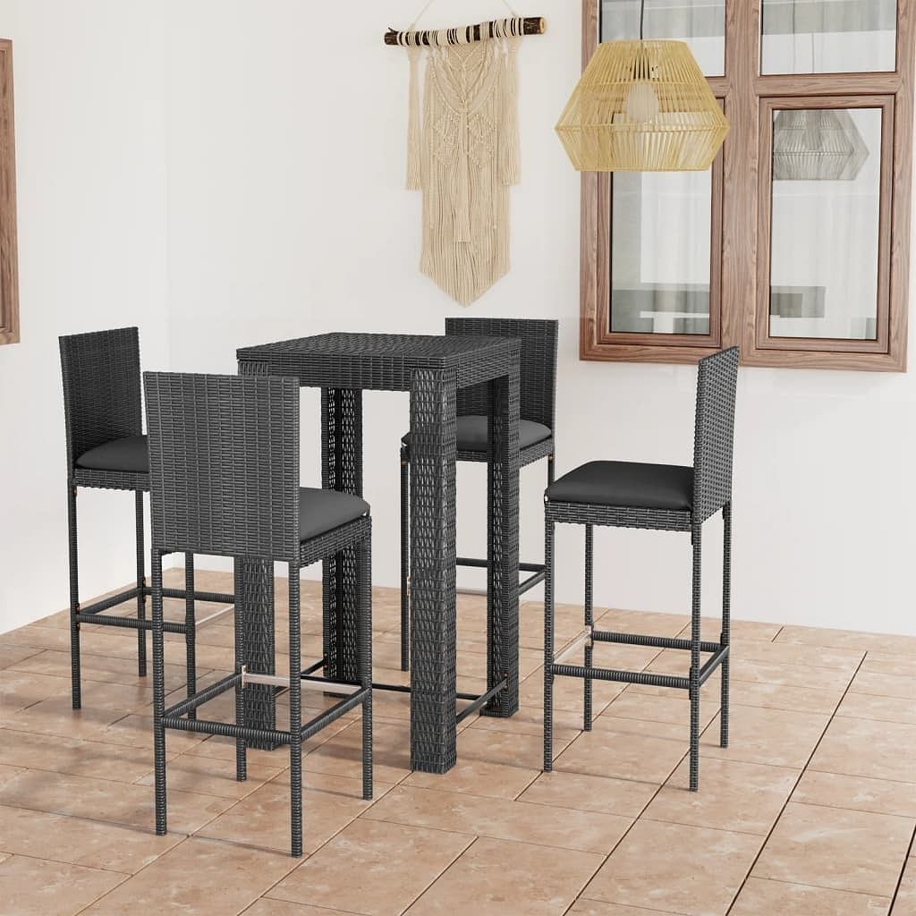 Patio bar set footrest outdoor bar set square contemporary