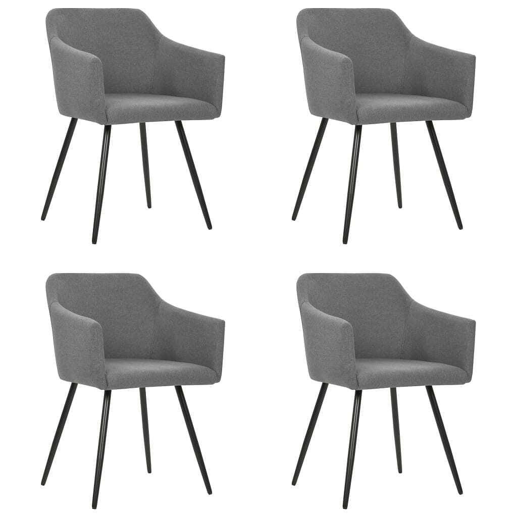 Dining chair set of 4 light grey fabric (100% polyester), metal