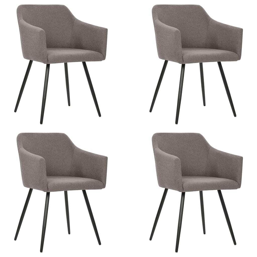 Dining chair set of 4 taupe fabric (100% polyester), metal medium
