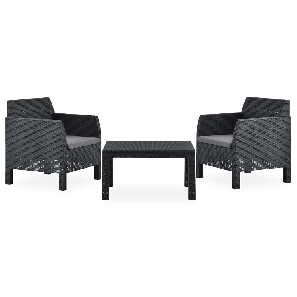 Garden lounge set anthracite polypropylene with rattan look
