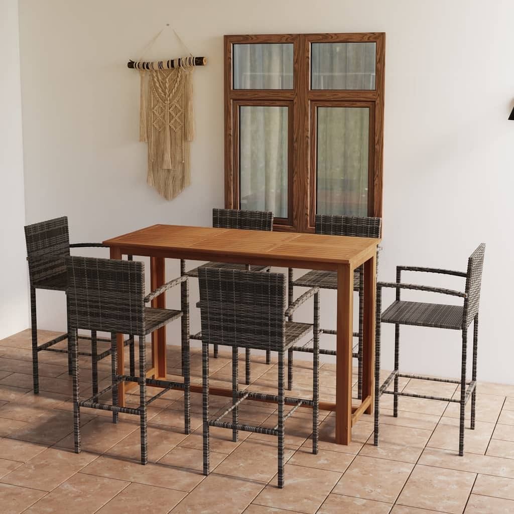 Garden bar set grey, wood