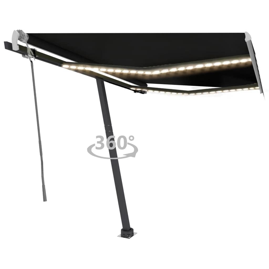 Retractable awning anthracite powder-coated aluminum 118.1x98.4 in
