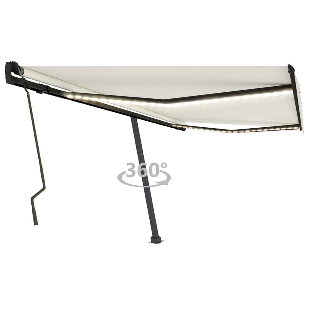 Retractable awning cream powder-coated aluminum, polyester