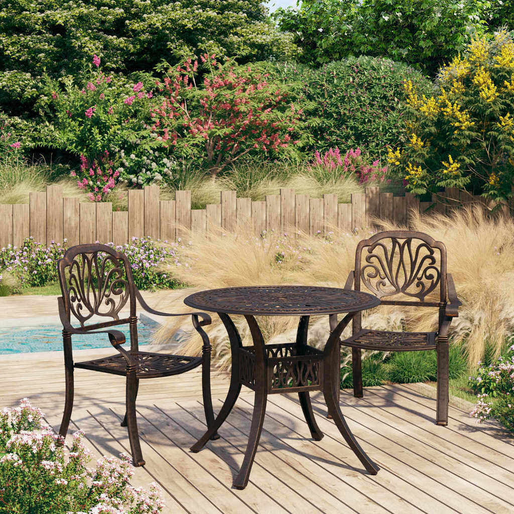 Bistro set bronze cast aluminum standard bistro set round