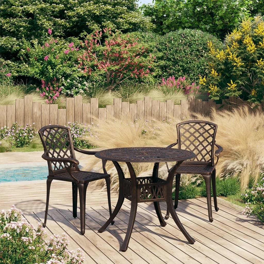 Bistro set bronze cast aluminum medium durable bistro set