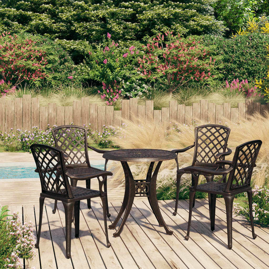Bistro set bronze cast aluminum standard decorative inlays