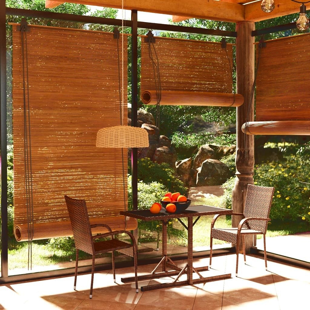 Dining set brown poly rattan, powder-coated steel, glass medium