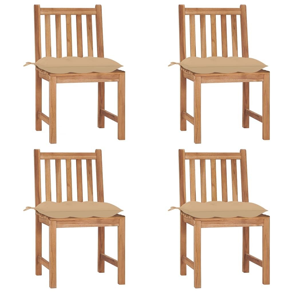Patio chair set of 4 warm teak solid teak wood standard durable