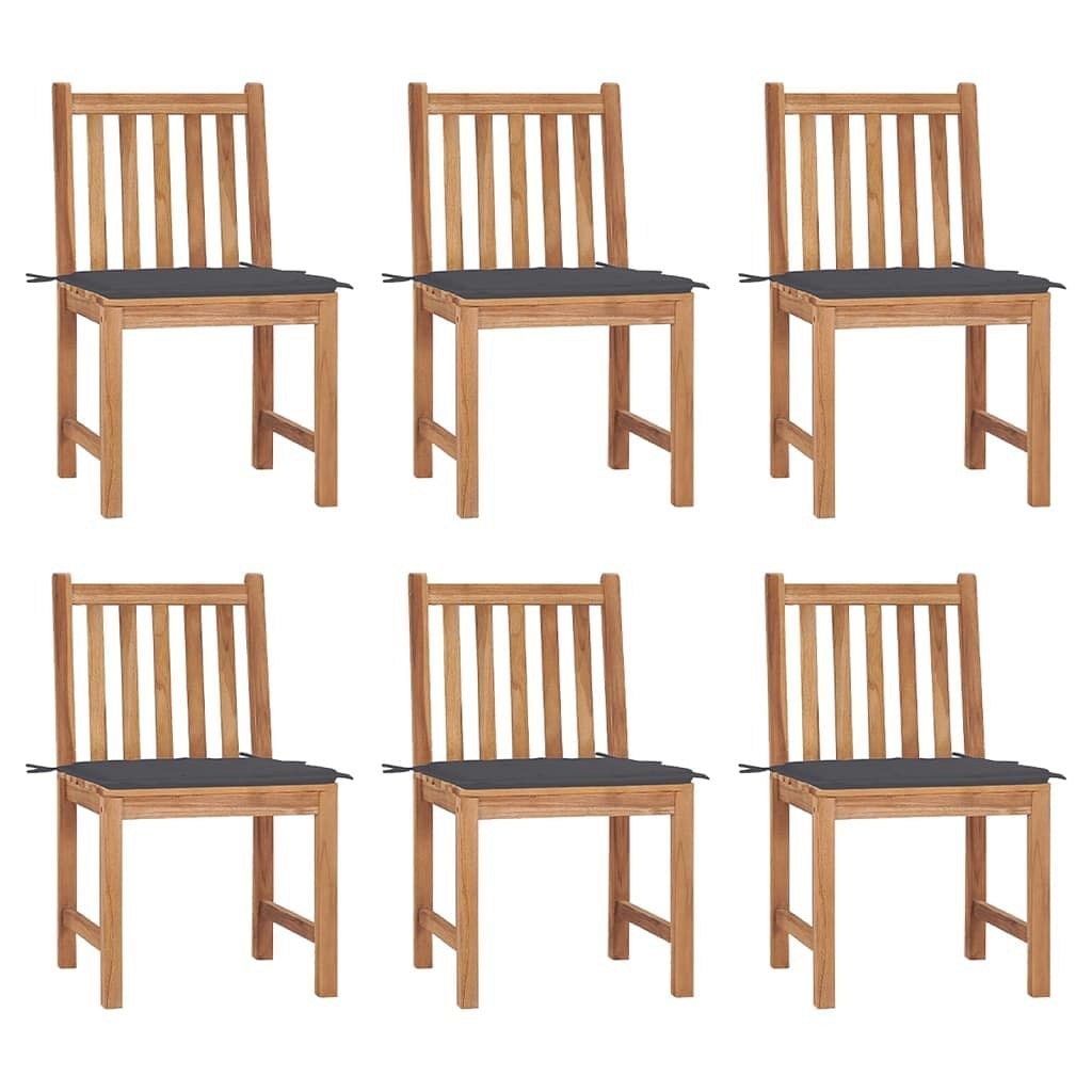 Garden chair set of 6 teak teak wood, polyester standard