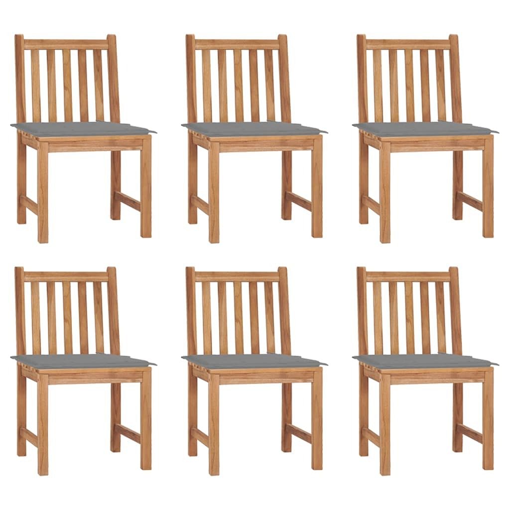 Patio chairs 6 pcs with cushions solid teak wood