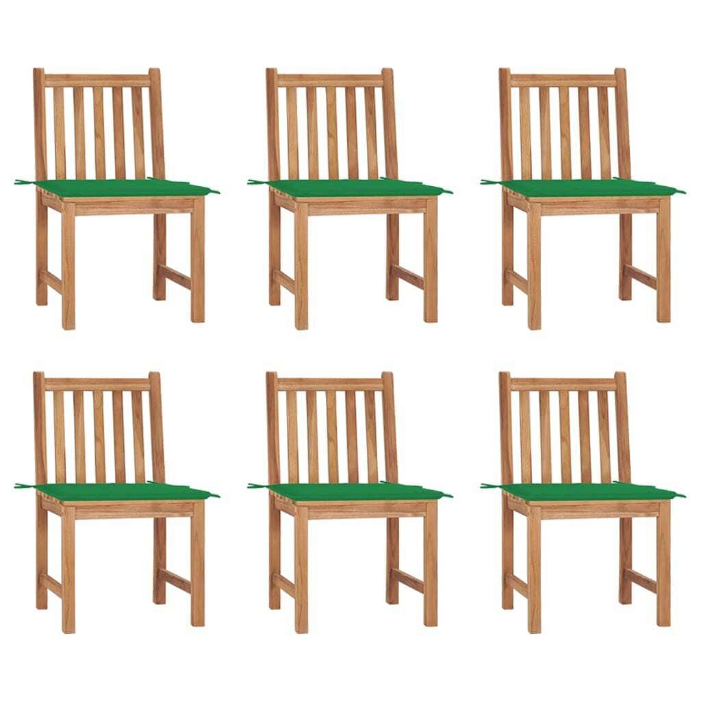 Patio chair set of 6 warm brown teak wood standard durable
