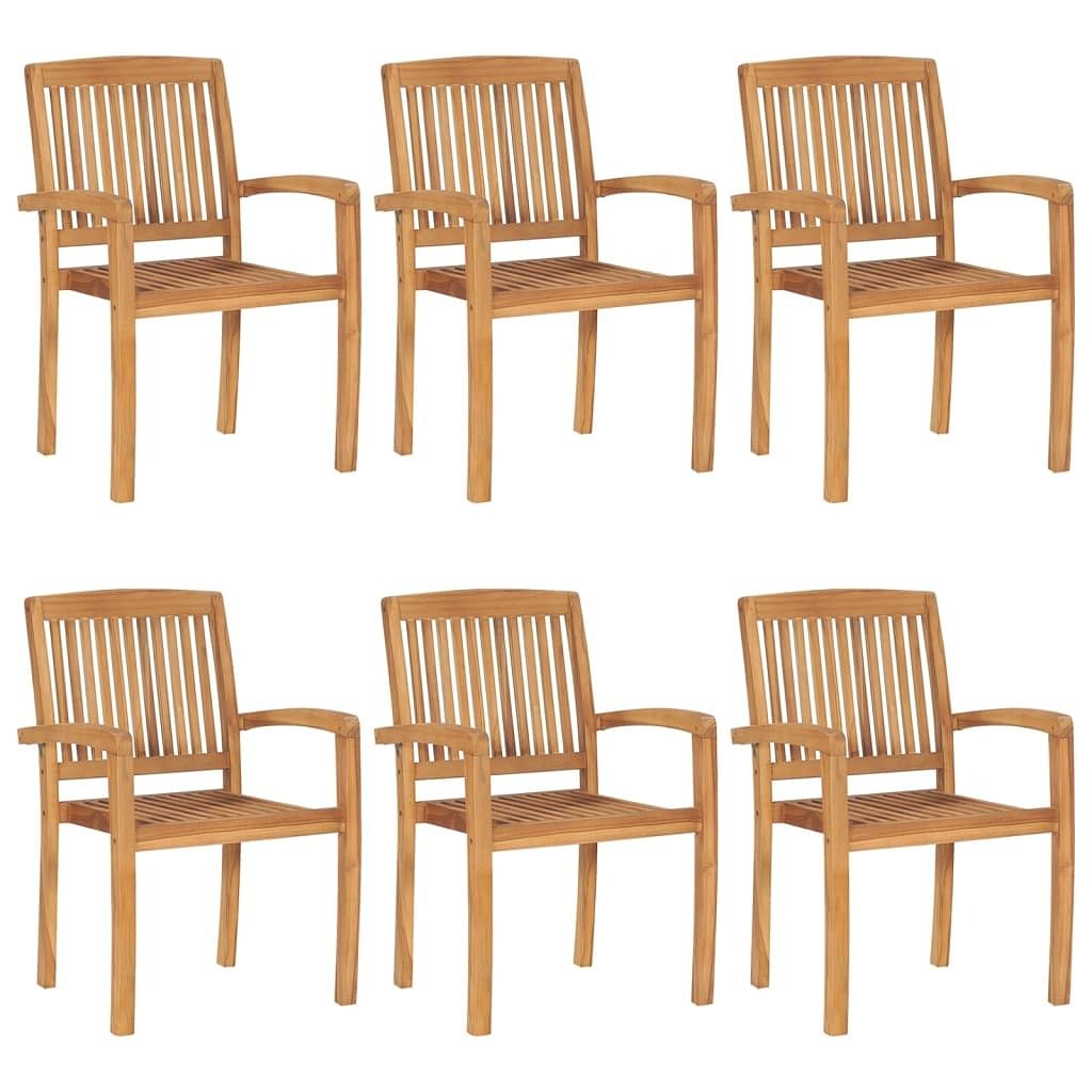 Garden chair set of 6 natural teak