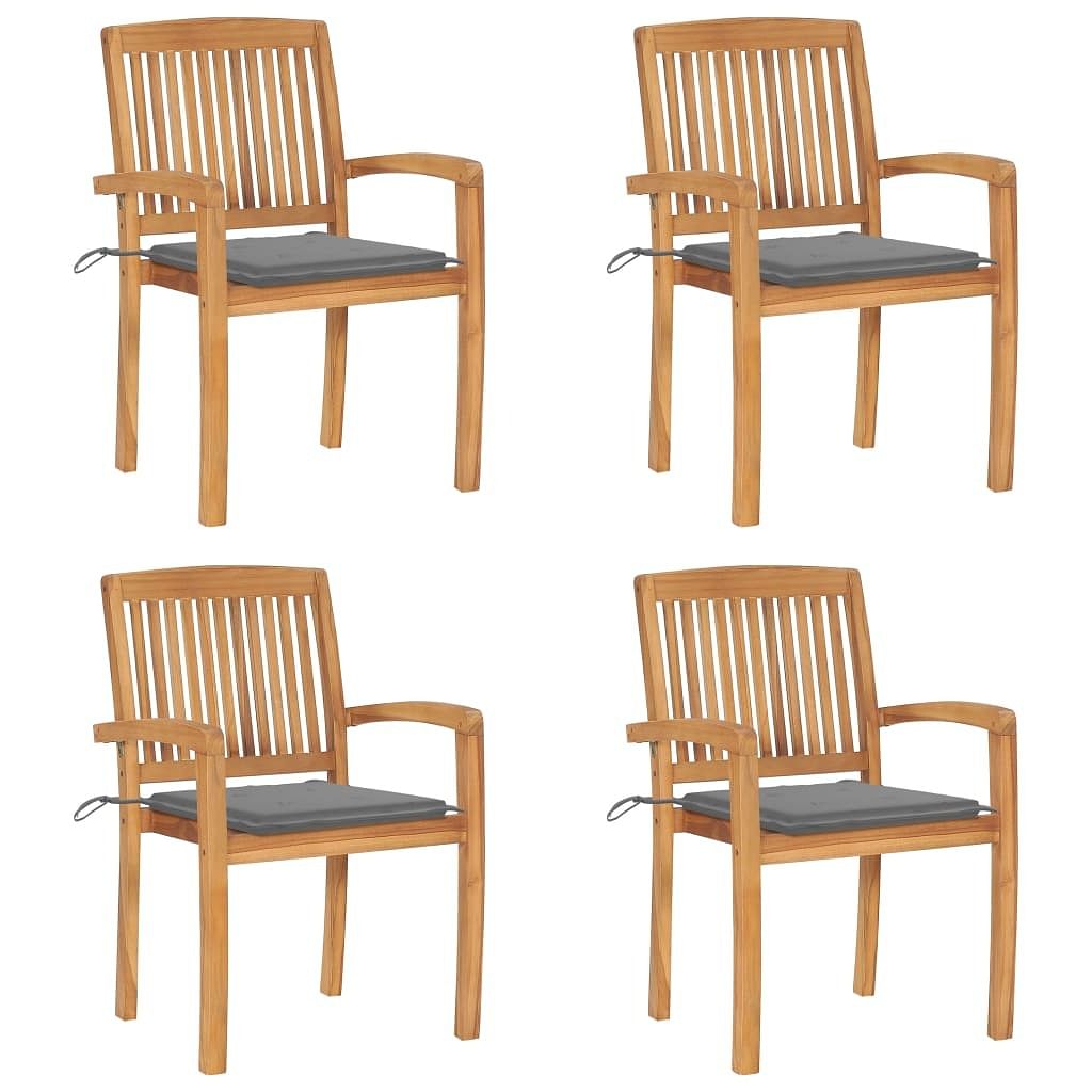 Garden chair set of 4 solid teak wood fine sanded teak hardwood