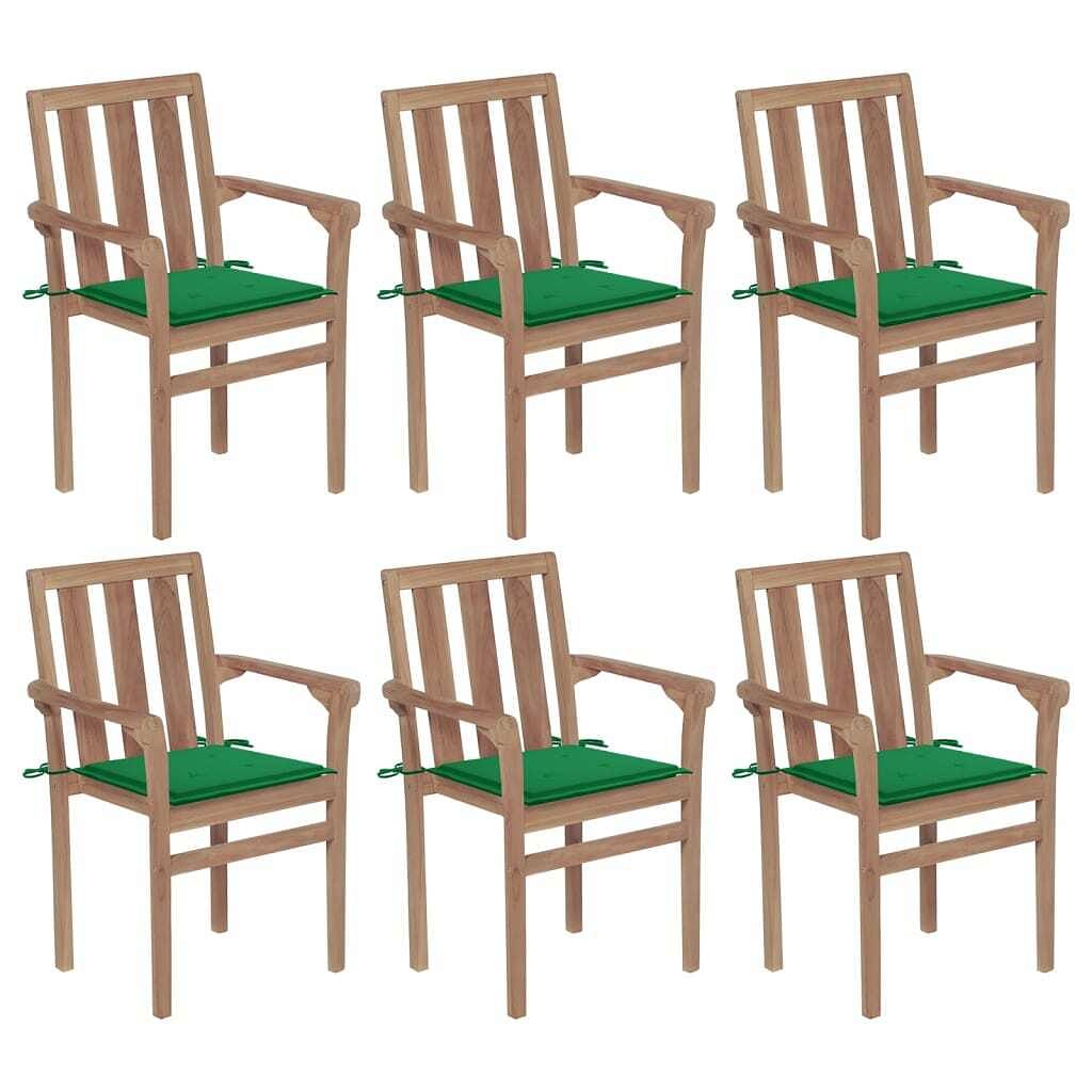 Patio chair set of 6 teak wood fine sanded teak hardwood