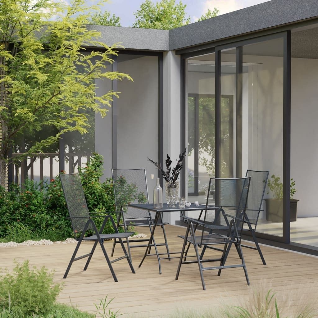Dining set anthracite steel with e-coated and powder-coated finish