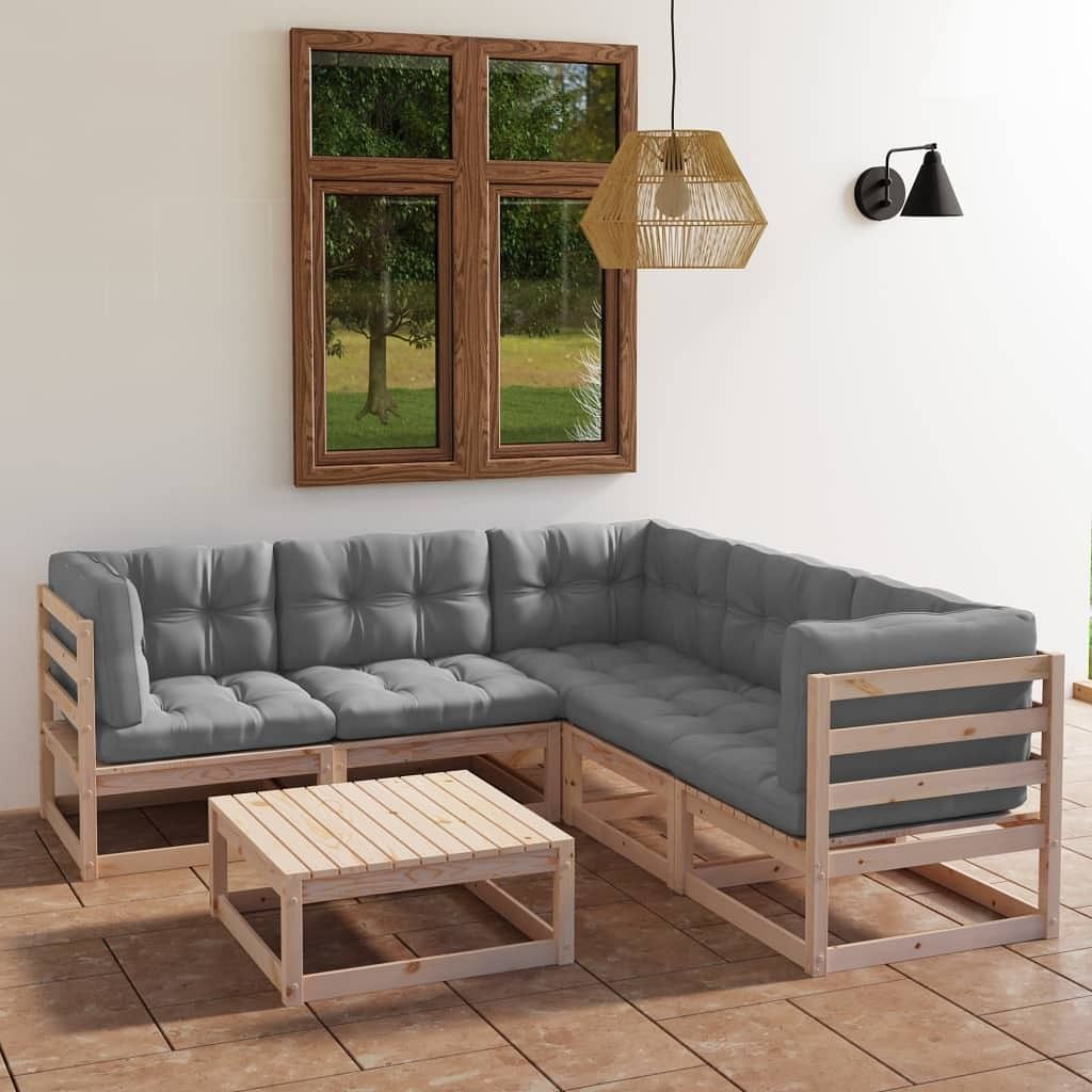 Garden lounge set pinewood solid pinewood, 100% polyester medium