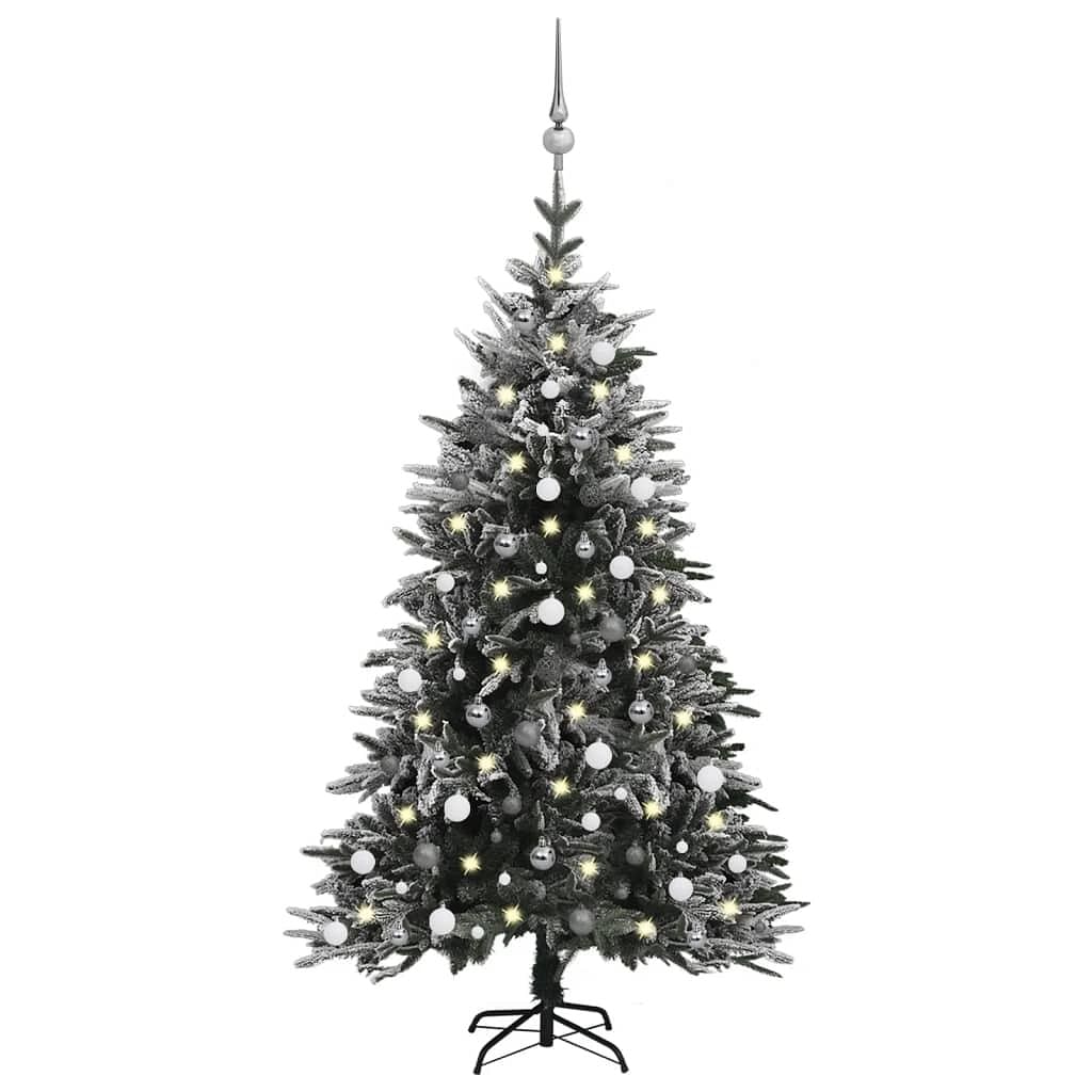 Artificial christmas tree led&ball set&flocked snow 70.9" pvc&pe