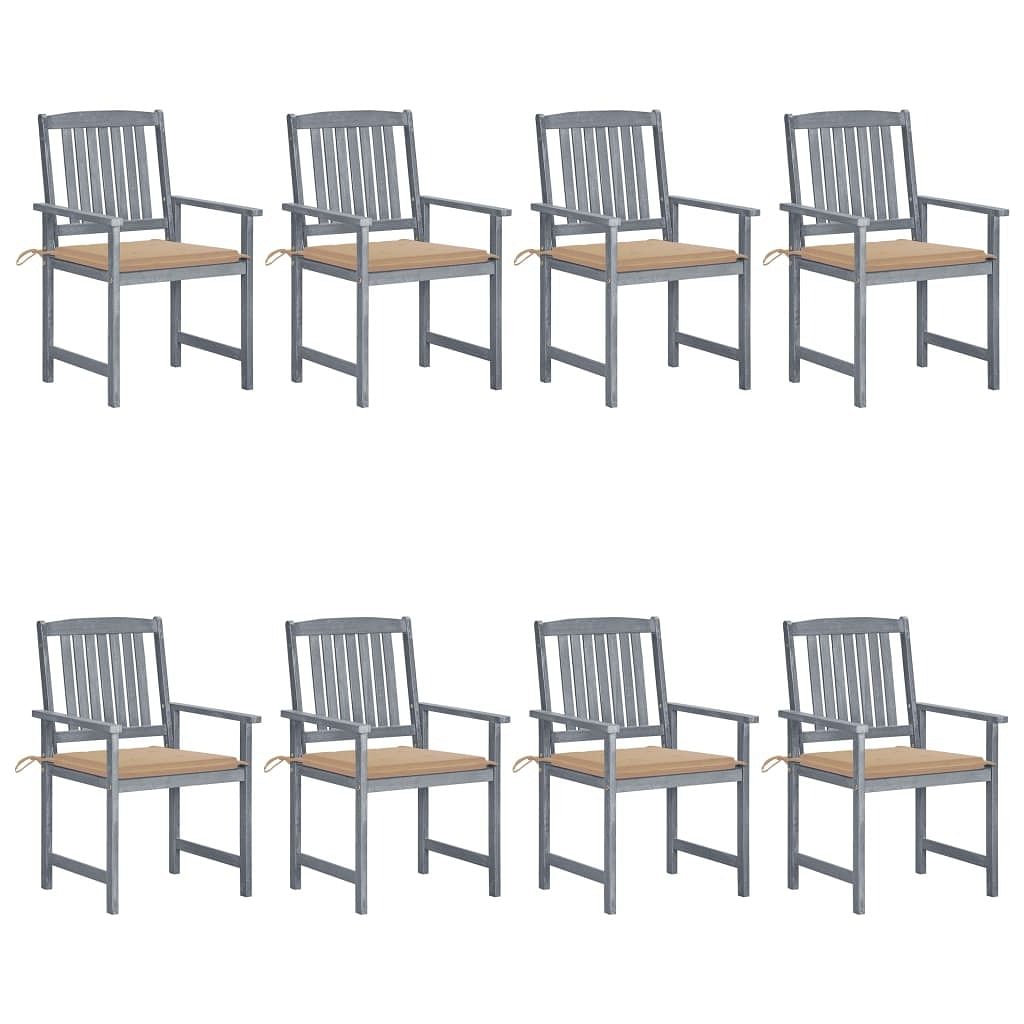 Patio chair set of 8 gray solid acacia wood medium patio chair