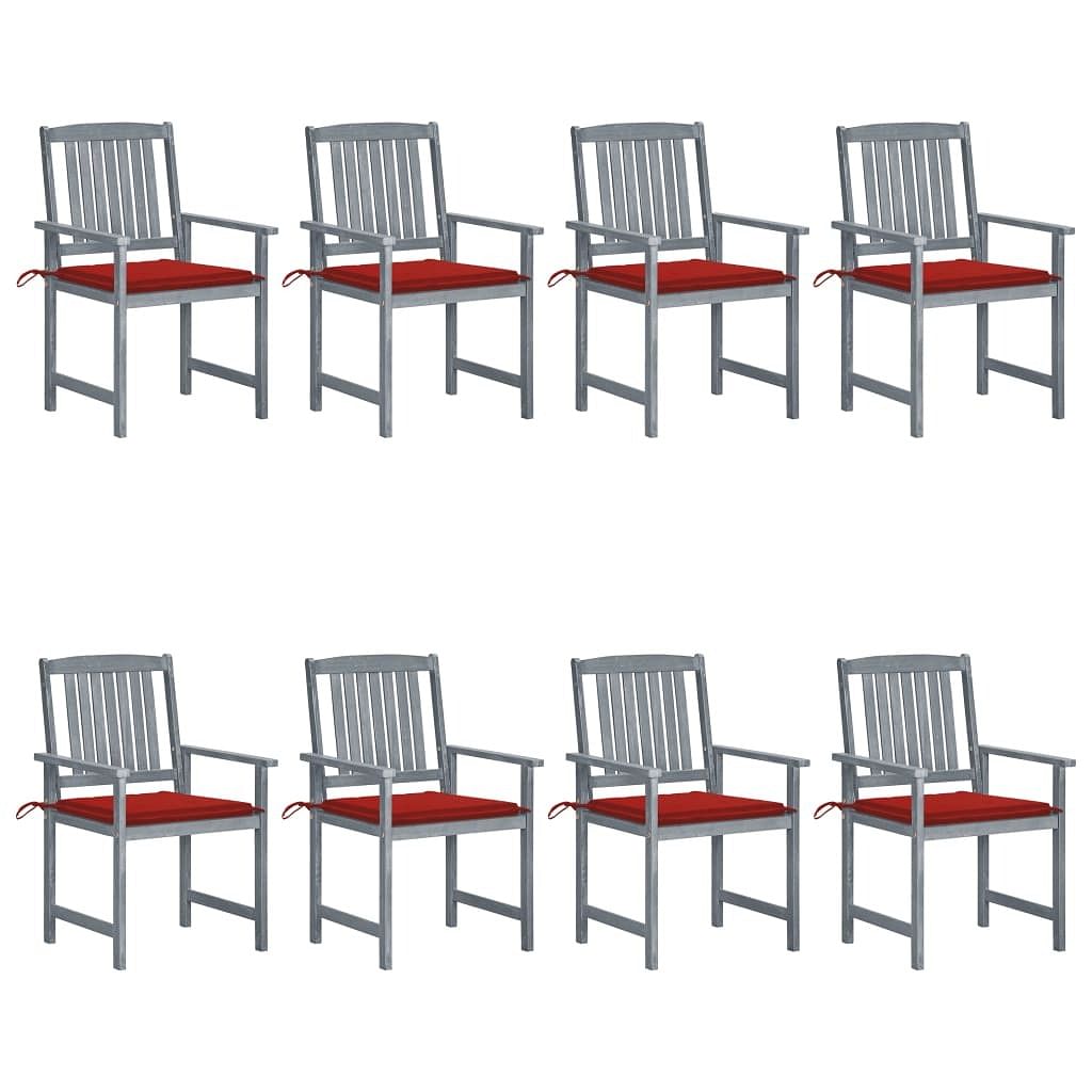 Patio chair set of 8 gray solid acacia wood standard durable