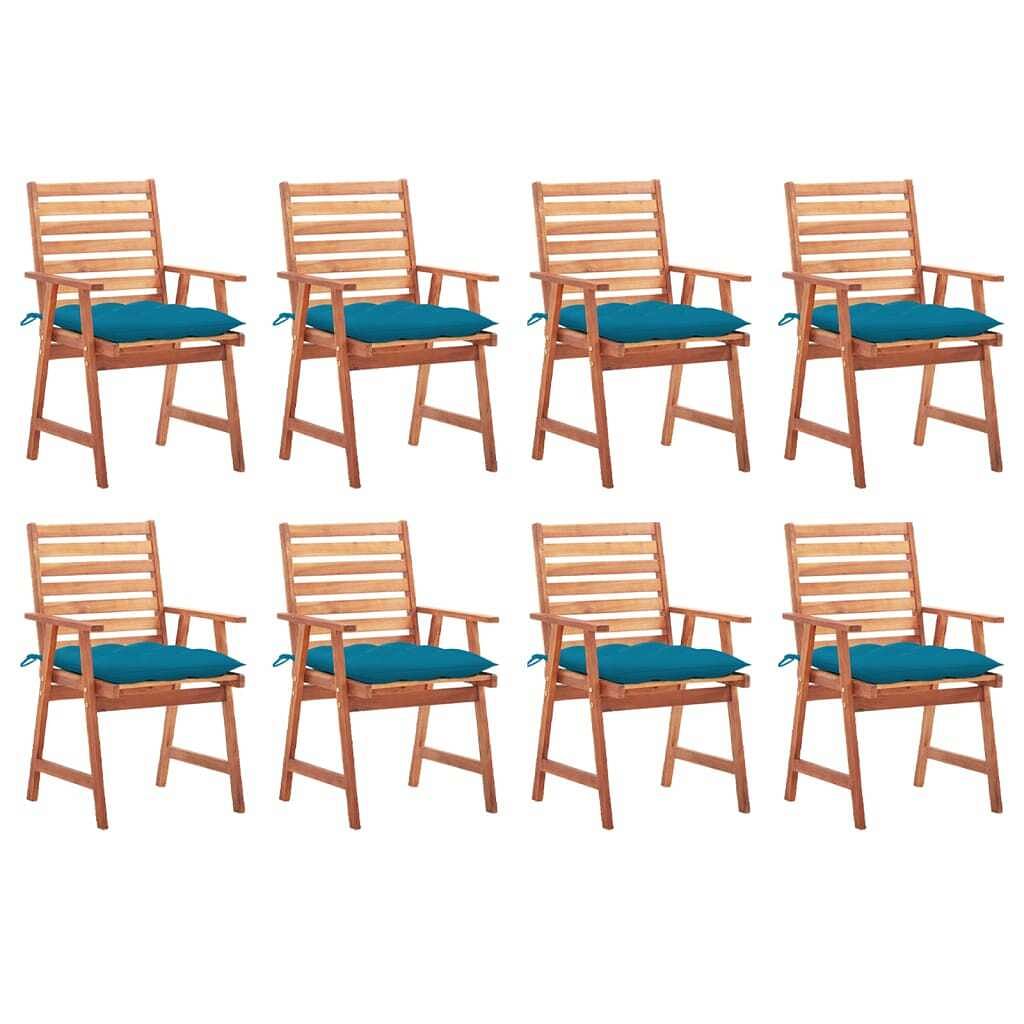 Patio chair set of 8 natural wood solid acacia wood standard