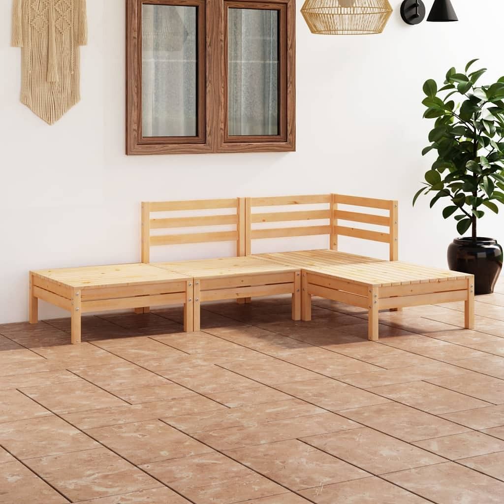 Garden lounge set natural pine solid pinewood modular