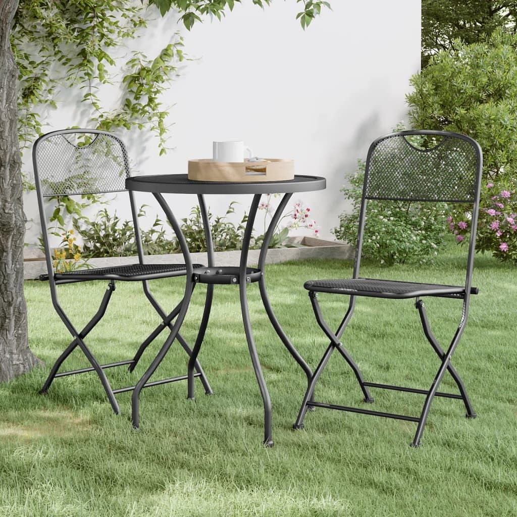 Garden dining set anthracite expanded metal mesh with e-coating